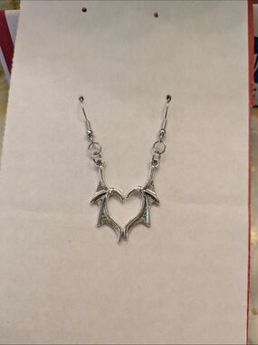 Silver Heart Dragon Wings Earrings Emo Goth Gothic Fantasy Alt Y2k Grunge